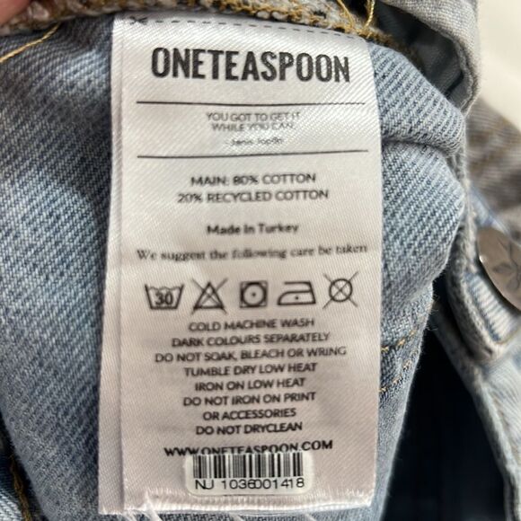 One Teaspoon Trucker style Blue and gray straight leg jeans size 26 - Picture 14 of 14